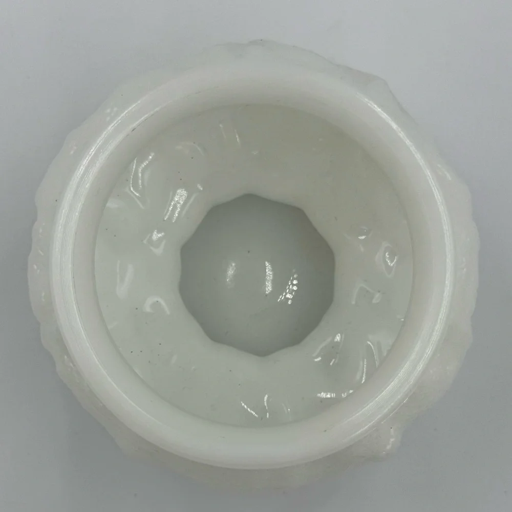 Vintage MCM E O Brody Milk Glass Crinkle Opaque Glass Bowl/Planter